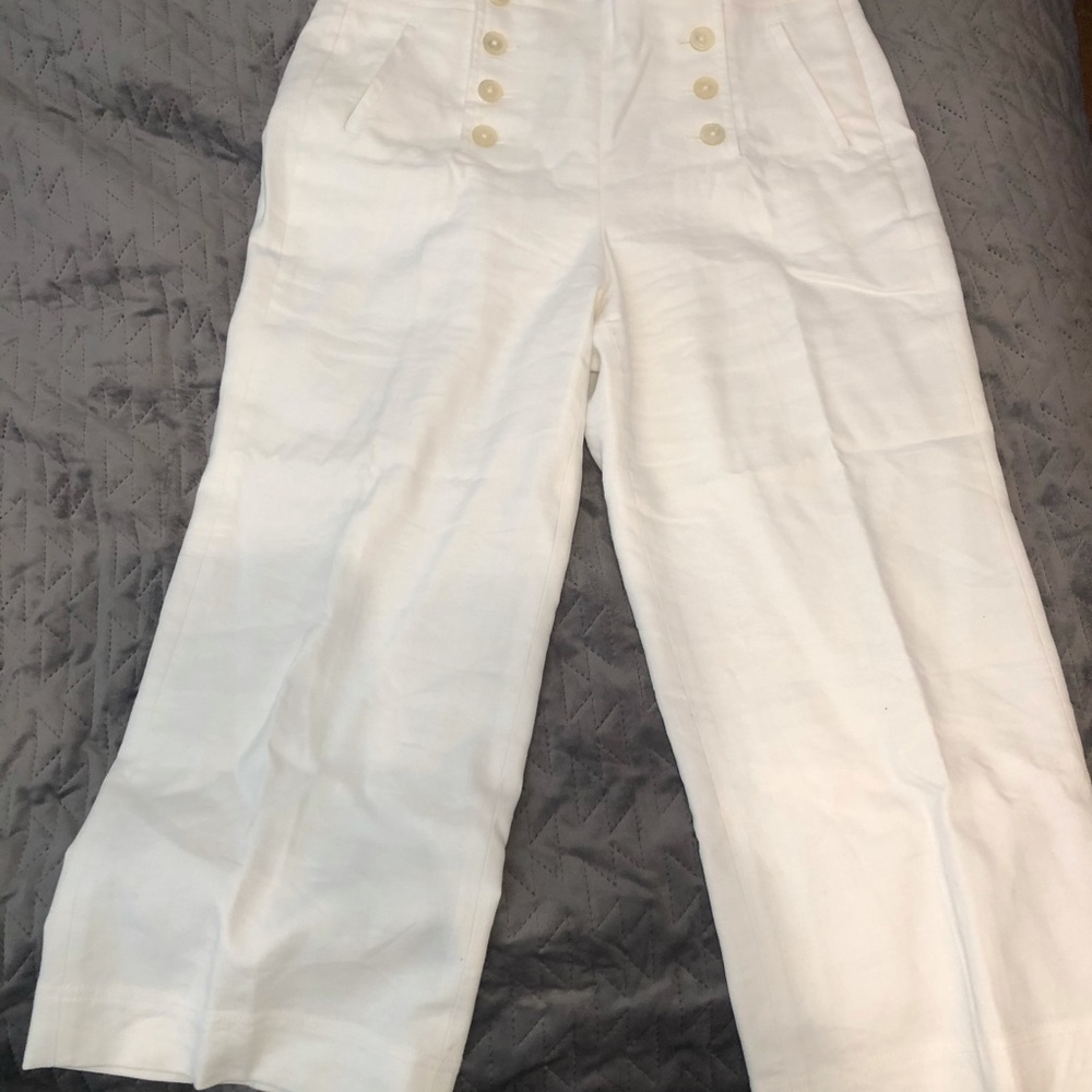 Jcrew lined linen cropped sailor pants.